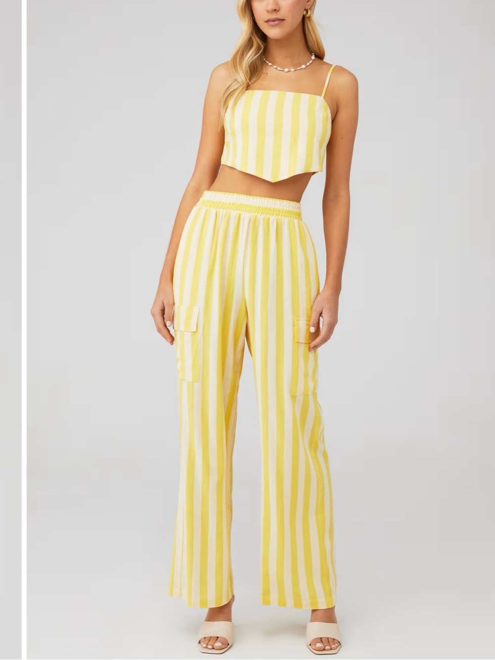 Show Me Your MuMu Yellow & White Striped Wide-Leg coast Cargo Pants